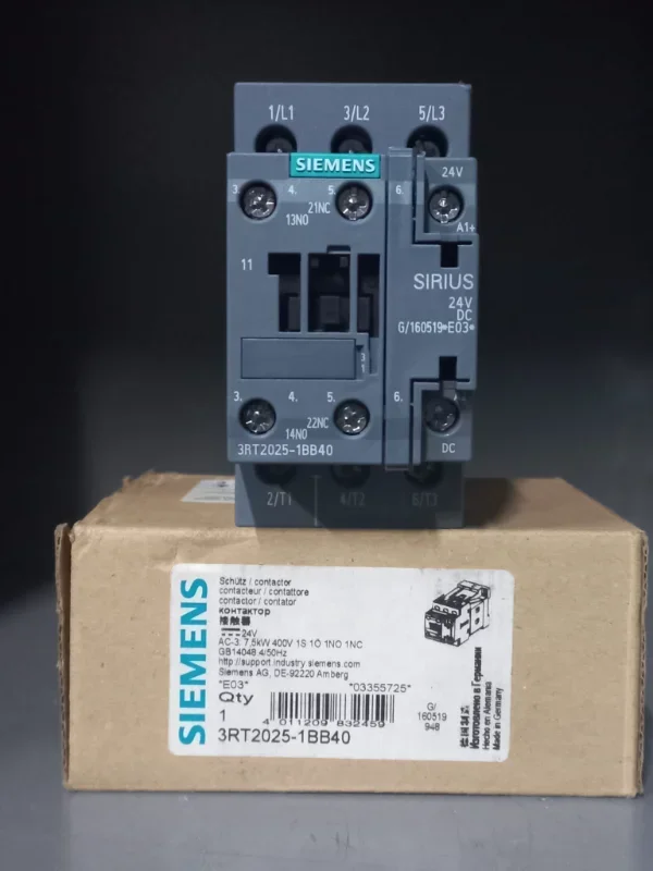 Siemens SIRIUS 3RT2025-1BB40 7.5kW 17A Güç Kontaktörü 24V DC 