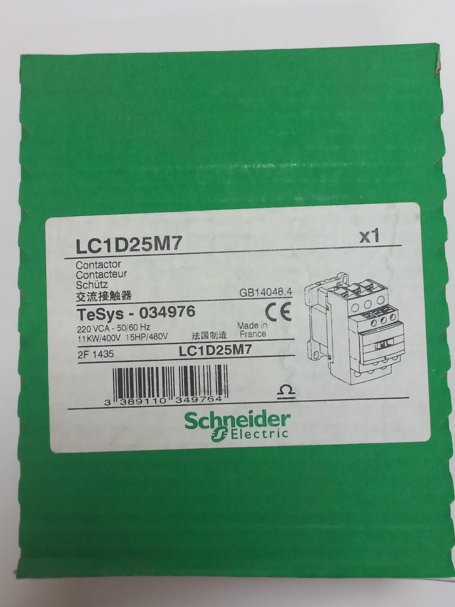 Schneider Electric TeSys LC1D25M7 11kW 25A Güç Kontaktörü (Sıfır - Kutulu)