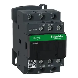 Schneider Electric TeSys LC1D18M7 Güç Kontaktörü (7.5kW 18A, 220V AC Bobin, 1NA+1NK Dahili Kontak, TeSys Deca)