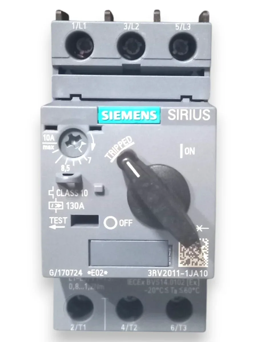 Siemens SIRIUS 3RV2011-1JA10 Motor Koruma Şalteri (7-10A, S00 Kasa, Termik Manyetik)