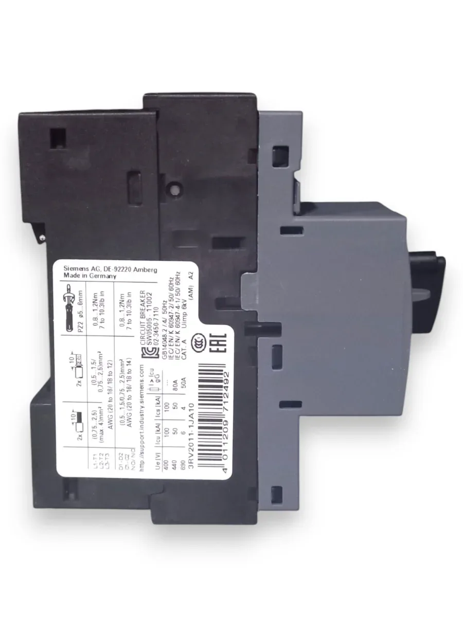 Siemens SIRIUS 3RV2011-1JA10 Motor Koruma Şalteri (7-10A, S00 Kasa, Termik Manyetik) - Görsel 3
