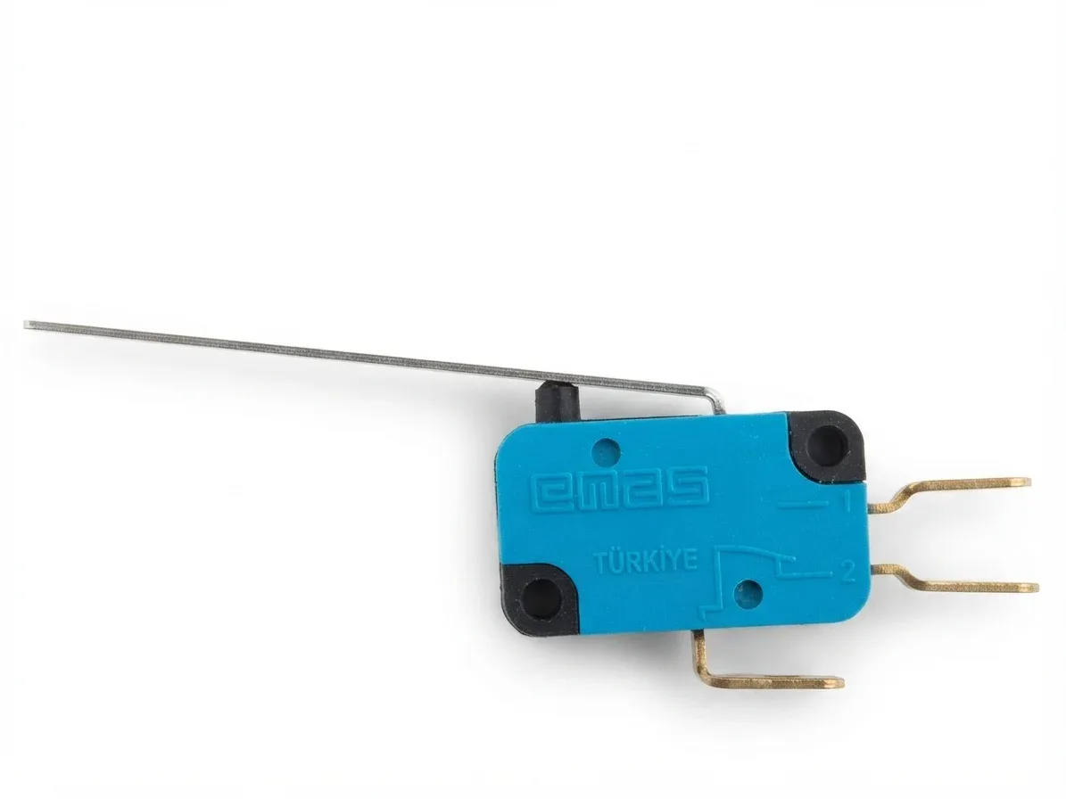EMAS MK1 KİM3 Metal Uzun Kollu Mikro Switch - 10A 250V AC, 1CO Çıtçıtlı Asal Siviç (Yerli Üretim) - Görsel 1