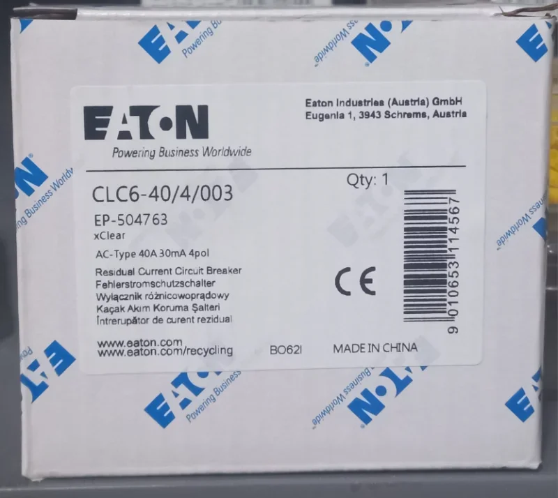 Eaton CLC6-40/4/003 Kaçak Akım Koruma Şalteri 4P 40A 30mA (Sıfır)