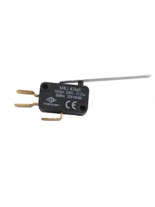 EMAS MK1 KİM3 Metal Uzun Kollu Mikro Switch - 10A 250V AC, 1CO Çıtçıtlı Asal Siviç (Yerli Üretim)